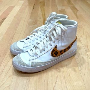 Nike Blazers Mid. Women’s Size 8. Leopard Swoosh.